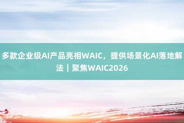 多款企业级AI产品亮相WAIC，提供场景化AI落地解法｜聚焦WAIC2026