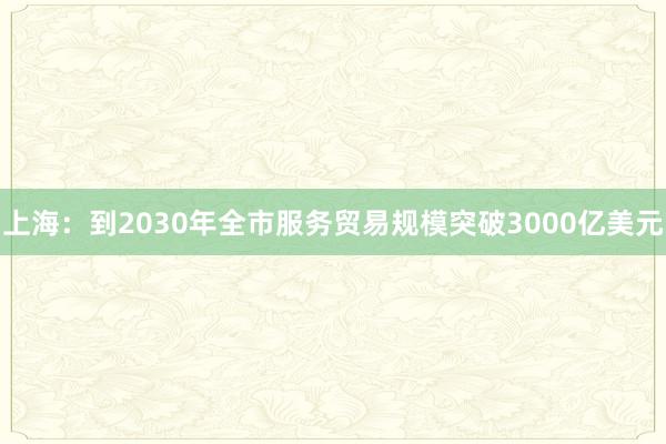 上海：到2030年全市服务贸易规模突破3000亿美元