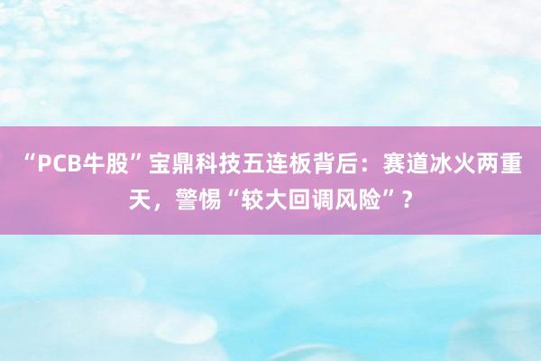 “PCB牛股”宝鼎科技五连板背后：赛道冰火两重天，警惕“较大回调风险”？