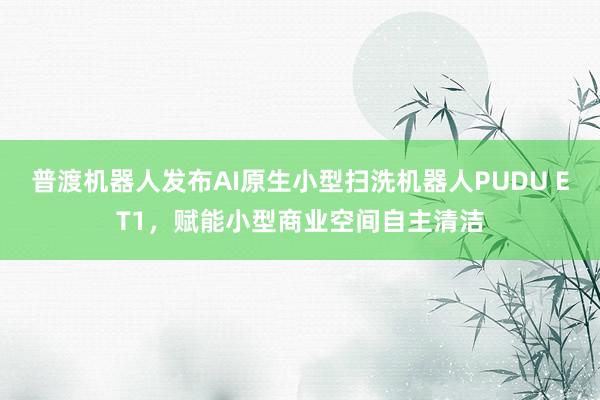 普渡机器人发布AI原生小型扫洗机器人PUDU ET1，赋能小型商业空间自主清洁