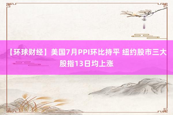 【环球财经】美国7月PPI环比持平 纽约股市三大股指13日均上涨