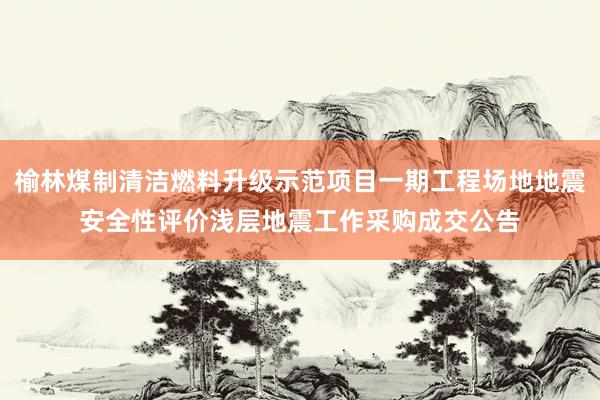 榆林煤制清洁燃料升级示范项目一期工程场地地震安全性评价浅层地震工作采购成交公告