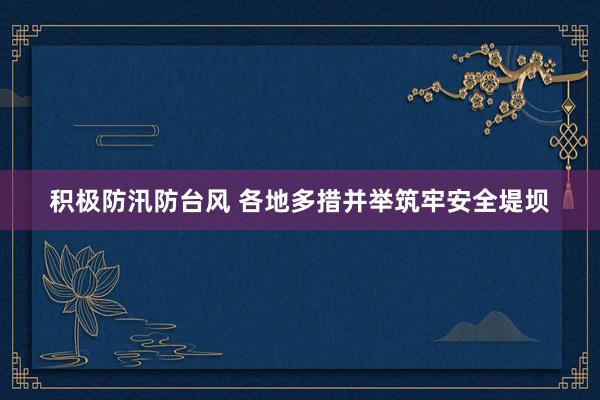 积极防汛防台风 各地多措并举筑牢安全堤坝