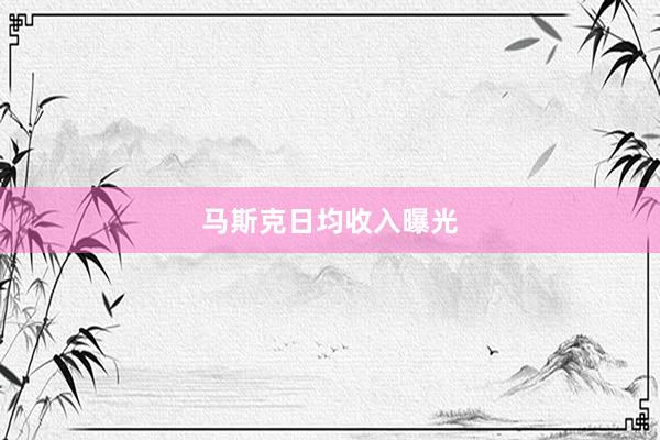 马斯克日均收入曝光