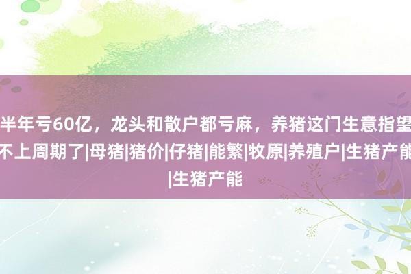 半年亏60亿，龙头和散户都亏麻，养猪这门生意指望不上周期了|母猪|猪价|仔猪|能繁|牧原|养殖户|生猪产能