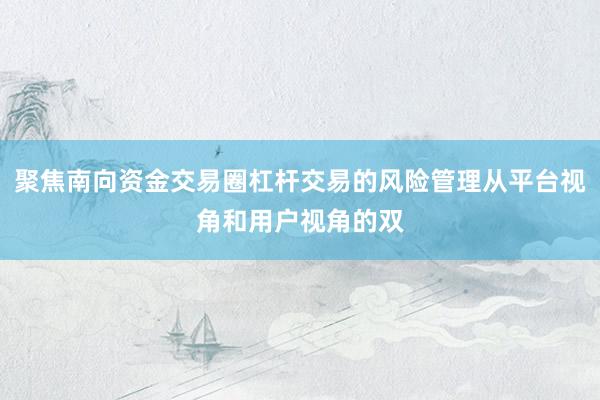 聚焦南向资金交易圈杠杆交易的风险管理从平台视角和用户视角的双