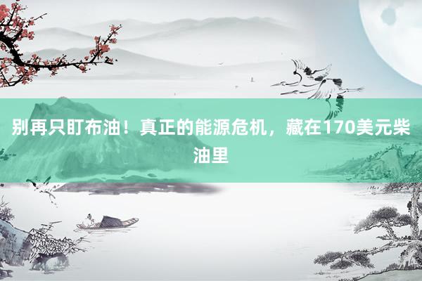 别再只盯布油！真正的能源危机，藏在170美元柴油里