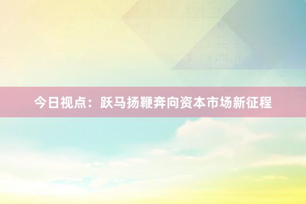 今日视点：跃马扬鞭奔向资本市场新征程