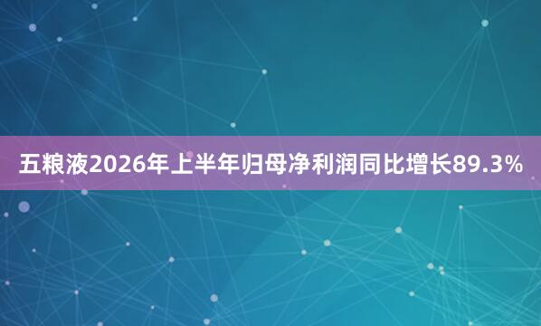 五粮液2026年上半年归母净利润同比增长89.3%