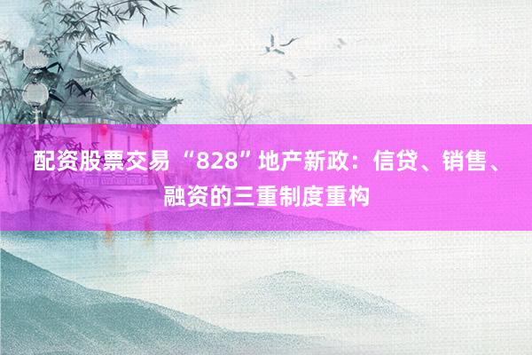配资股票交易 “828”地产新政：信贷、销售、融资的三重制度重构