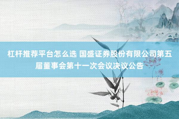 杠杆推荐平台怎么选 国盛证券股份有限公司第五届董事会第十一次会议决议公告
