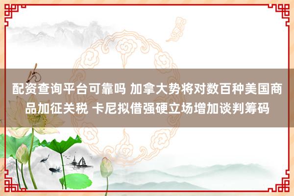 配资查询平台可靠吗 加拿大势将对数百种美国商品加征关税 卡尼拟借强硬立场增加谈判筹码