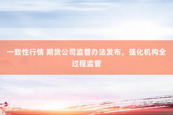 一致性行情 期货公司监管办法发布，强化机构全过程监管