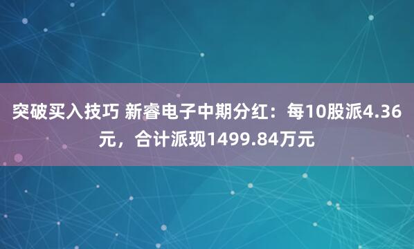 突破买入技巧 新睿电子中期分红：每10股派4.36元，合计派现1499.84万元