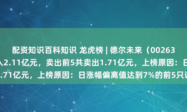 配资知识百科知识 龙虎榜 | 德尔未来（002631）涨停，买入前5共买入2.11亿元，卖出前5共卖出1.71亿元，上榜原因：日涨幅偏离值达到7%的前5只证券
