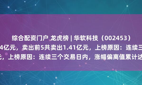 综合配资门户 龙虎榜 | 华软科技（002453）涨停，买入前5共买入1.04亿元，卖出前5共卖出1.41亿元，上榜原因：连续三个交易日内，涨幅偏离值累计达到20%