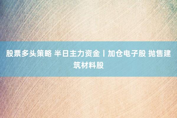 股票多头策略 半日主力资金丨加仓电子股 抛售建筑材料股