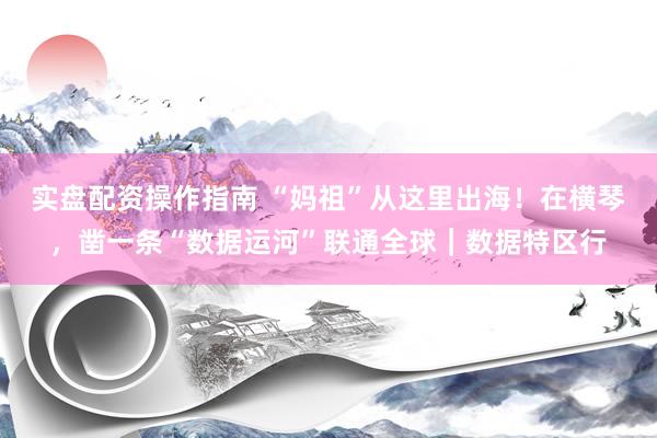 实盘配资操作指南 “妈祖”从这里出海！在横琴，凿一条“数据运河”联通全球｜数据特区行